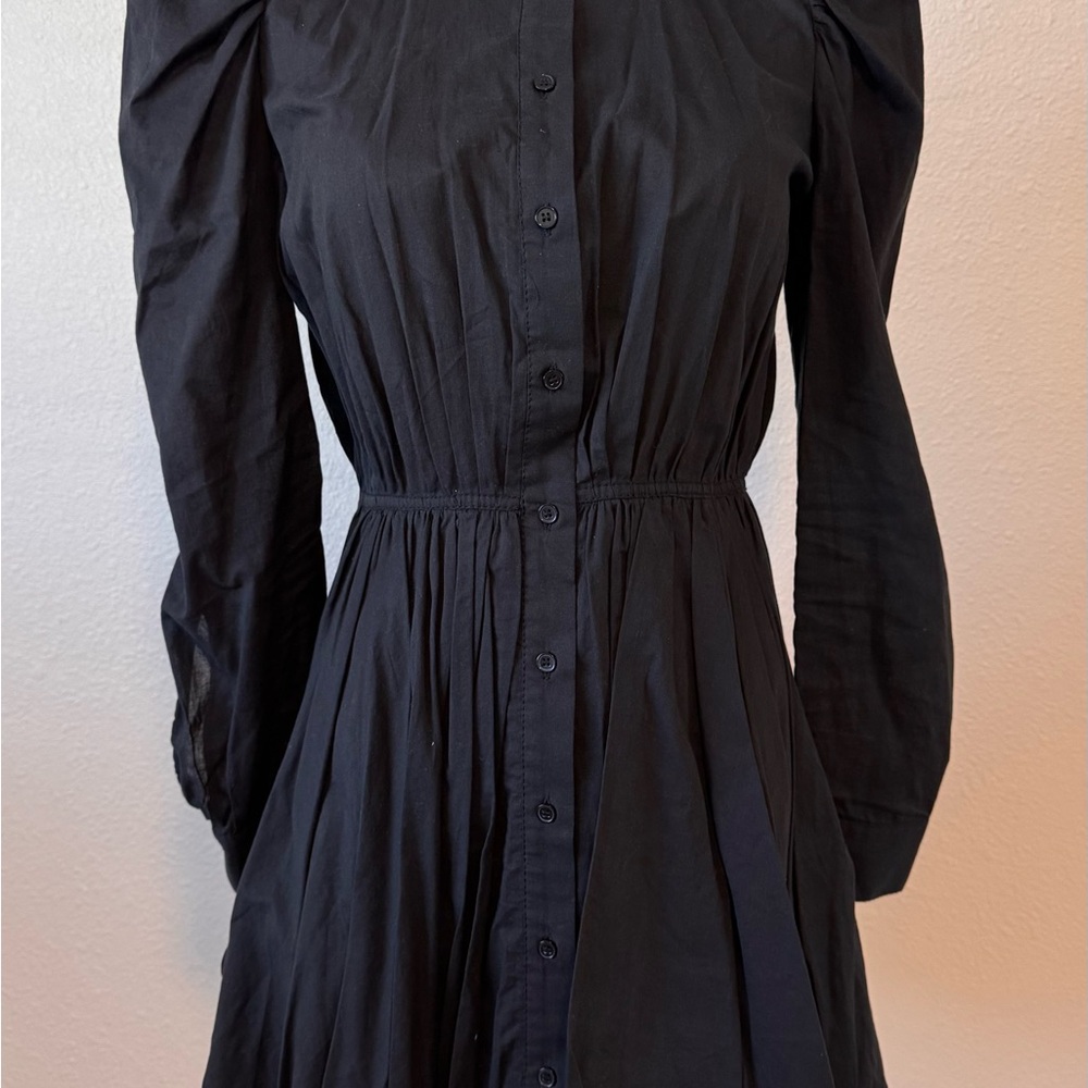 Zara Black Long Sleeve Button-Up Dress